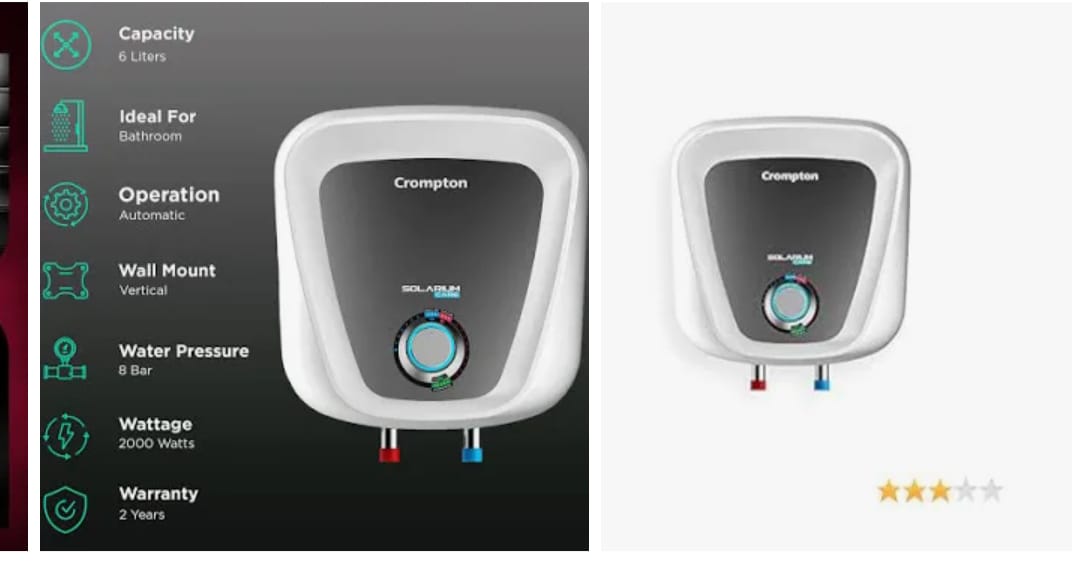 CROMPTON GEYSER HEATER SOLARIUM CARE 6 LITER