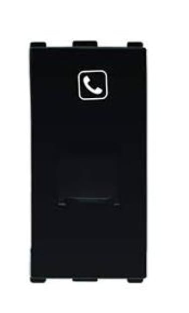 ANCHOR ROMA URBAN BLACK/ SILVER  RJ11 TEL JACK WITH SHUTTER 1M